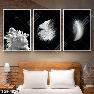 Tranh ghép 3 tấm lông vũ trắng