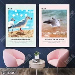 Tranh ghép 2 tấm chim hải âu trên biển