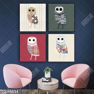 Tranh ghép 4 tấm chim cú