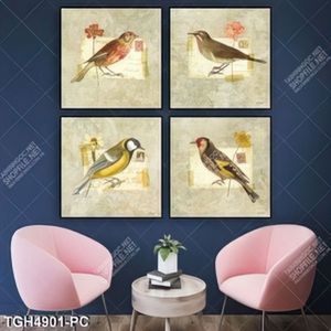 Tranh ghép 4 tấm chim trang trí đẹp