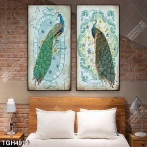 Tranh ghép 2 tấm đôi chim công
