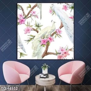 Tranh sơn dầu chim công trắng