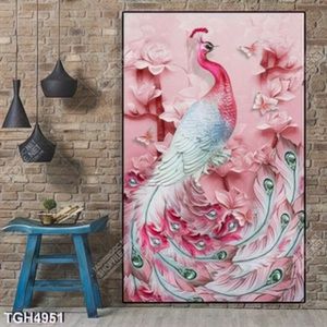 Tranh ghép chim công và hoa mộc lan