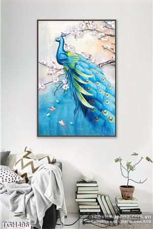 Tranh ghép chim công ấn tượng