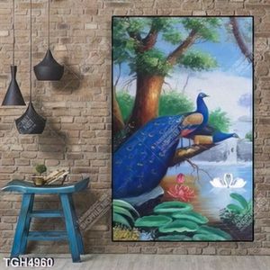 Tranh sơn dầu đôi công trong khu rừng