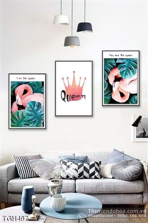 Tranh ghép hồng hạc âu yếm