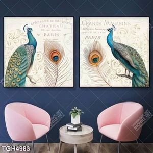 Tranh ghép 2 tấm chim công