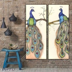 Tranh ghép 2 tấm chim công nghệ thuật