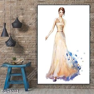 Tranh mầu nước thiết kế thời trang