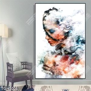 Tranh sơn dầu người mẫu và mây