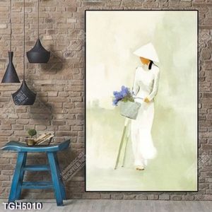 Tranh màu nước áo dài việt nam