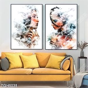 Tranh ghép 2 tấm cô gái nghệ thuật