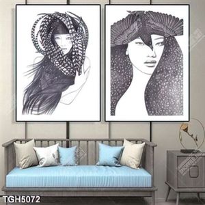 Tranh ghép 2 tấm cô gái da đỏ