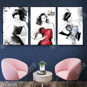 Tranh ghép 3 tấm màu nước thời trang