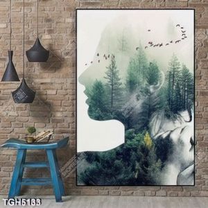 Tranh ghép người mẫu và rừng cây