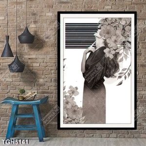 Tranh ghép người mẫu và hoa