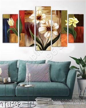 Tranh ghép hoa tulip sơn dầu