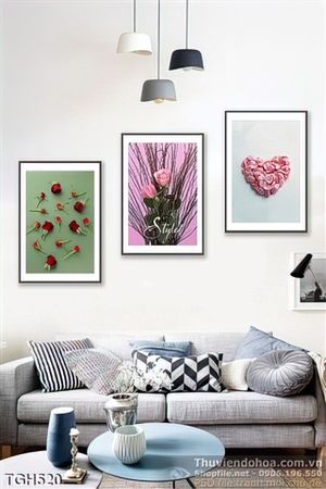 Tranh ghép hoa hồng và trái tim