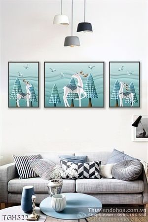 Tranh ghép con nai và những cái cây