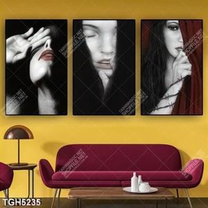 Tranh ghép 3 tấm người mẫu nghệ thuật in kính