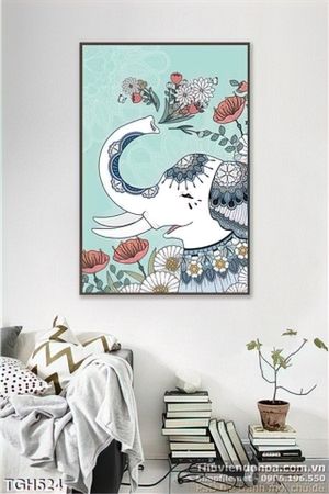 Tranh ghép con voi trắng 3d