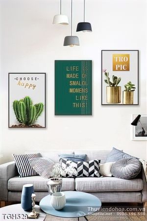 Tranh ghép chậu xương rồng ấn tượng
