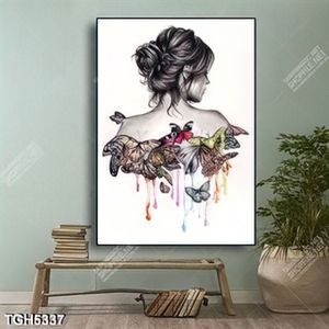 Tranh cô nàng và bướm