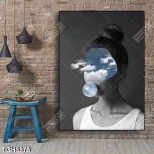 Tranh ghép mây và thiếu nữ