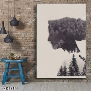 Tranh ghép cô gái và rừng cây