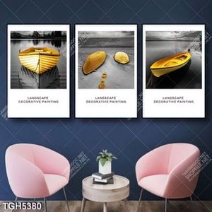 Tranh ghép 3 tấm thyền vàng trên sông