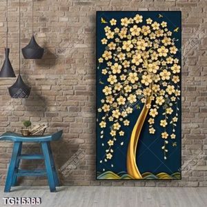 Tranh cây hoa đào gold