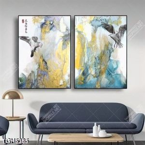 Tranh ghép 2 tấm chim và màu
