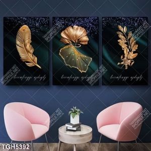 Tranh ghép 3 tấm lá cây gold