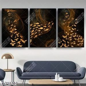 Tranh ghép 3 tấm đàn cá gold