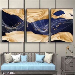 Tranh ghép 3 tấm nghệ thuật lụa gold