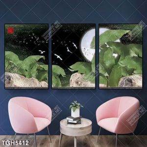 Tranh ghép 3 tấm đêm trăng trong rừng