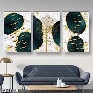 Tranh ghép 3 tấm đàn chim và cây