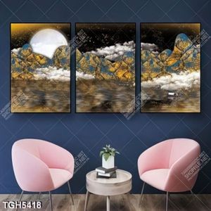 Tranh ghép 3 tấm núi gold