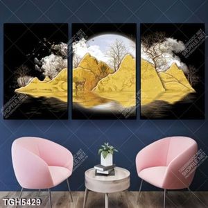 Tranh ghép 3 tấm núi gold