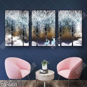 Tranh ghép 3 tấm sơn dầu rừng cây