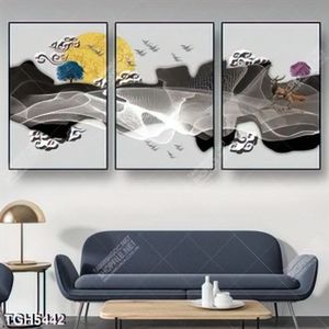 Tranh ghép 3 tấm cây và trăng