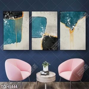 Tranh ghép 3 tấm trườu tượng in canvas