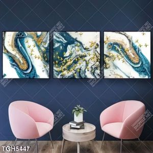Tranh ghép 3 tấm đàn chim và biển nghệ thuật
