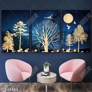 Tranh ghép 3 tấm cây gold