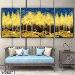 Tranh ghép 3 tấm rừng cây gold