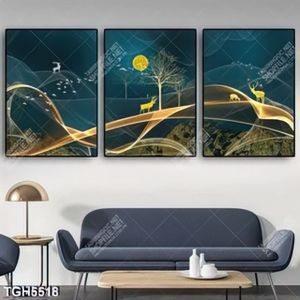 Tranh ghép 3 tấm núi và cây