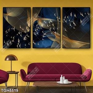 Tranh ghép 3 tấm đàn chim gold