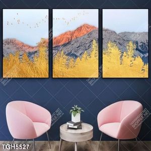 Tranh ghép 3 tấm núi gold