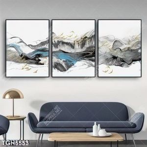 Tranh ghép 3 tấm núi và đàn chim