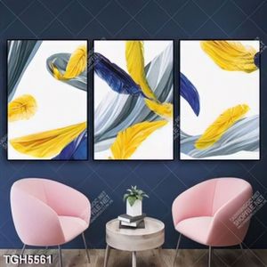 Tranh ghép 3 tấm lông vũ sơn dầu